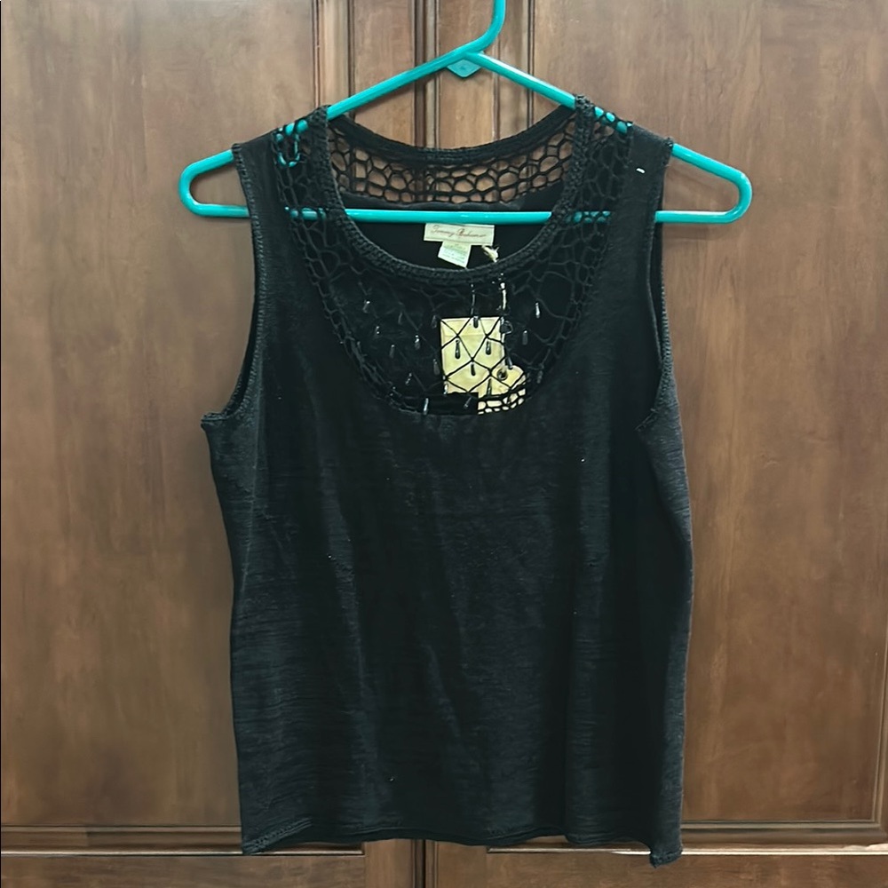Tommy Bahama Black Linen Top